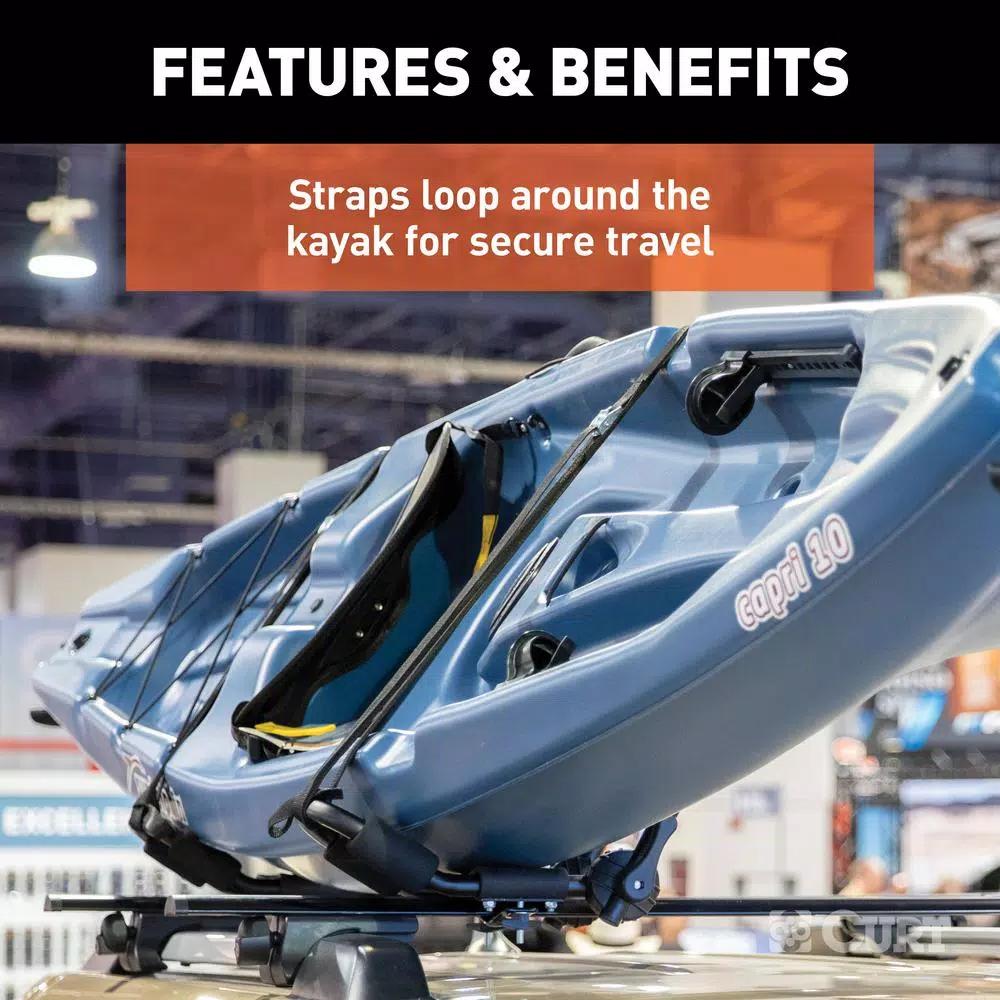 CURT Aluminum Kayak Roof Rack Carrier, 75 lb Capacity, Universal Fit