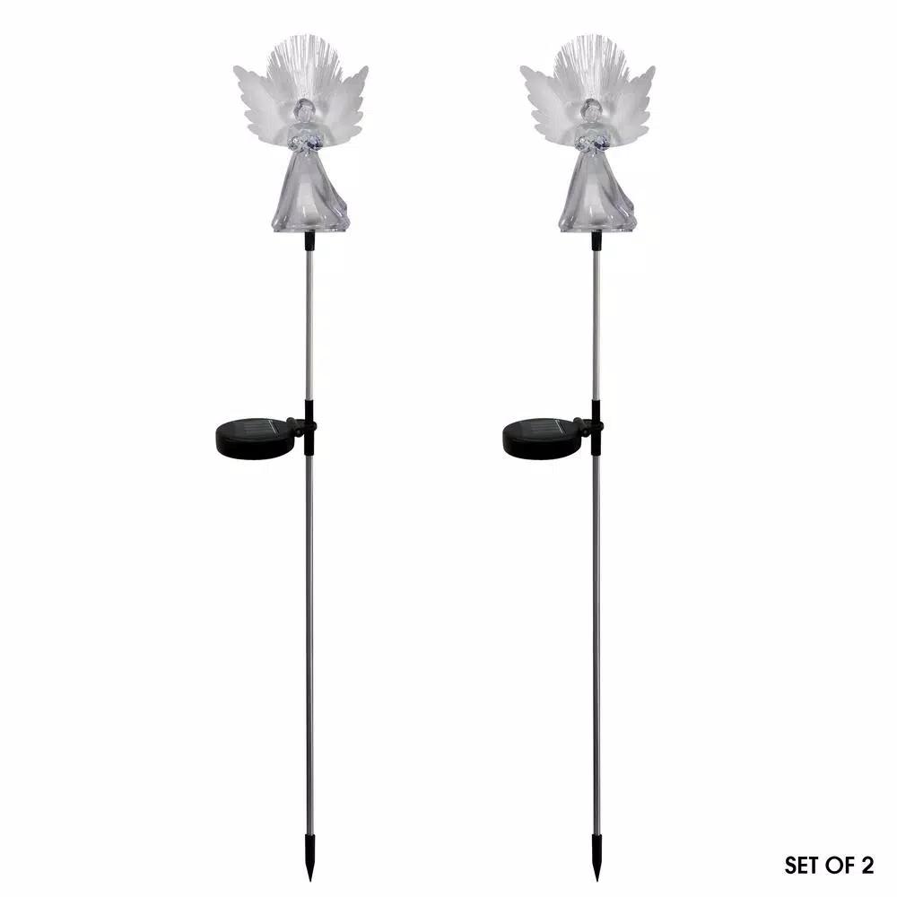 Alpine Corporation Solar Angel Garden Stakes with Fiber Optic Wings, Set of 2
