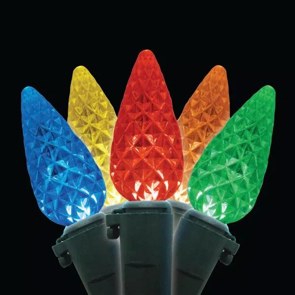 Brite Star 80-Light C6 Faceted Multi-Color LED String Lights, Green Wire, 27 ft.