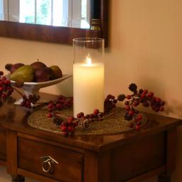 LUMABASE 10 in. Glass Hurricane LED Flameless Candle with Moving Flame, Battery Operated thumbnail 5