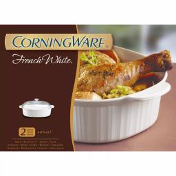 CorningWare 4-Qt Oval Ceramic Casserole Dish with Glass Lid, French White thumbnail 3