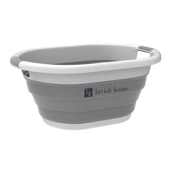 Lavish Home Gray Collapsible Multi-Use Laundry Basket with Comfort Grip Handles