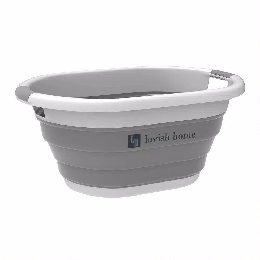 Lavish Home Gray Collapsible Multi-Use Laundry Basket with Comfort Grip Handles