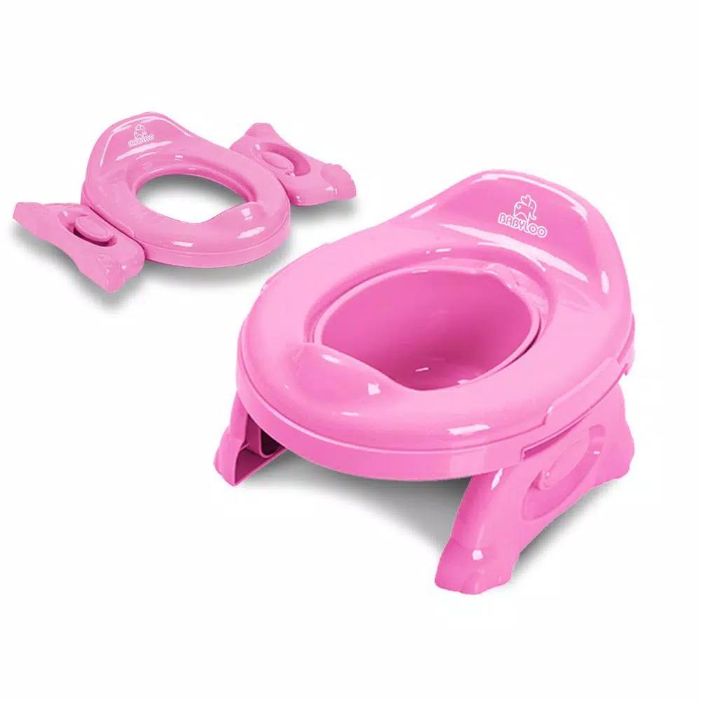 Babyloo 2-in-1 Portable Travel Potty for Toddlers with Collapsible Legs and Travel Bag - Pink