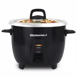 Elite Gourmet 10-Cup Deluxe Rice Cooker with Steam Tray and Stainless Steel Inner Pot, Black thumbnail 1