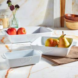 Mason Craft & More 3-Piece White Ceramic Bakeware Set thumbnail 2