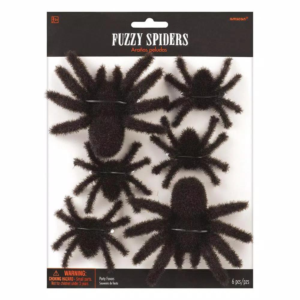 Amscan 3.75 in. Halloween Fuzzy Spiders Multi-Pack, 18 Count
