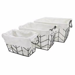 Admired By Nature Metal Wire Rectangular Nesting Storage Baskets, Set of 3 with Soft Cloth Lining thumbnail 4