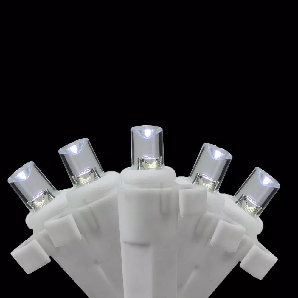 Brite Star 35-Light Battery Operated White LED Icicle String Lights with White Wire