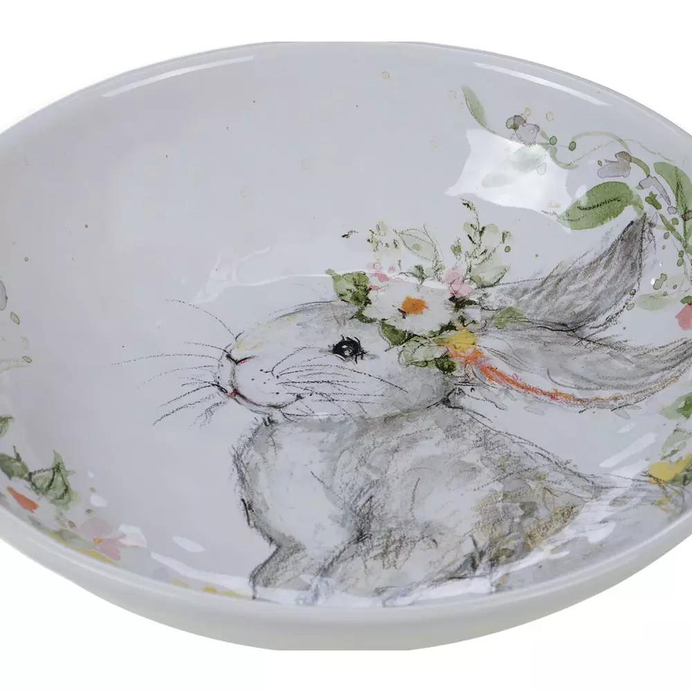 Certified International Sweet Bunny 13 in. Multicolored Earthenware Serving Bowl