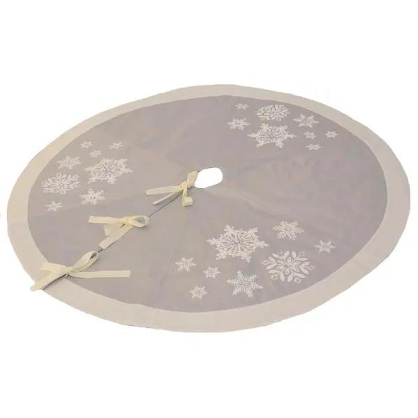 Manor Luxe Xia Home Fashions 56 in. Glistening Snow Christmas Tree Skirt, Silver