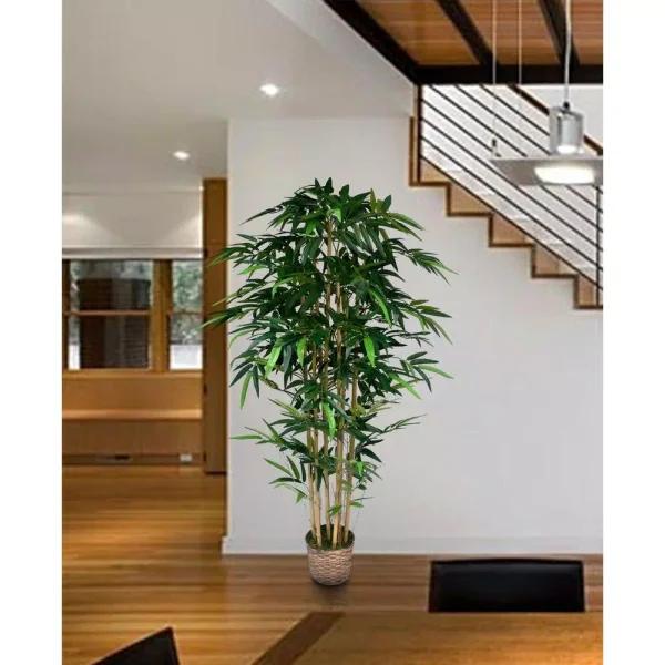 Vintage Home 72 in. Artificial Bamboo Tree with Wicker Planter Set of 2