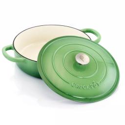 Crock-Pot Artisan 5 Qt. Round Enameled Cast Iron Braiser Pan with Self-Basting Lid, Pistachio Green thumbnail 2