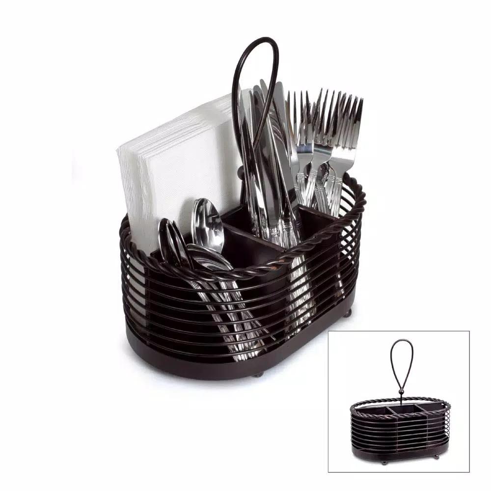Gourmet Basics by Mikasa Mikasa Gourmet Basics 10 in. Wrought Iron Rope Napkin and Flatware Caddy