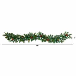 Nearly Natural 6 ft. Pre-lit Artificial Mixed Pine and Pinecone Garland with 35 Clear LED Lights thumbnail 2