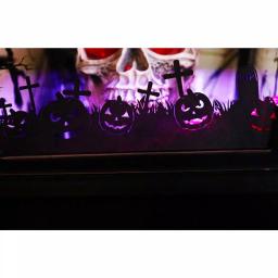 Haunted Hill Farm 71 in. Black Animated Skull Lamp Post with Spooky Music thumbnail 12
