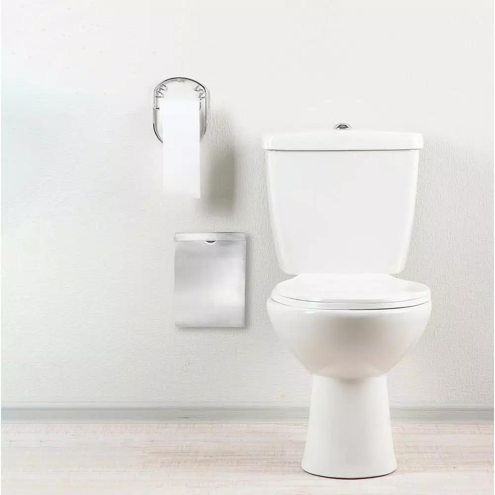 Alpine Industries Wall-Mounted Sanitary Napkin Receptacle, Brushed Stainless Steel