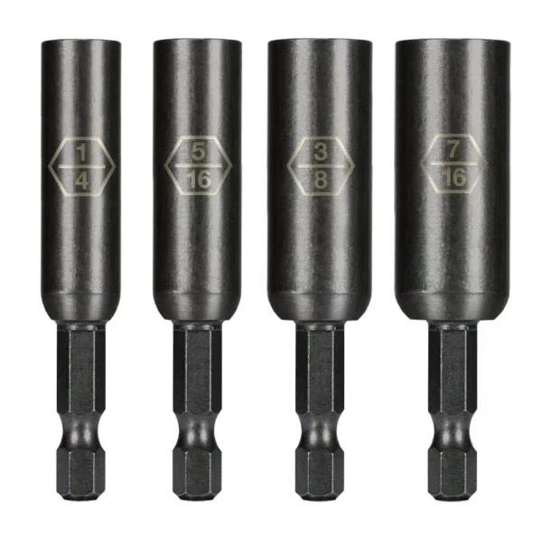 Montana Brand 4-Piece Extended Magnetic Nut Driver Set, S2 Steel