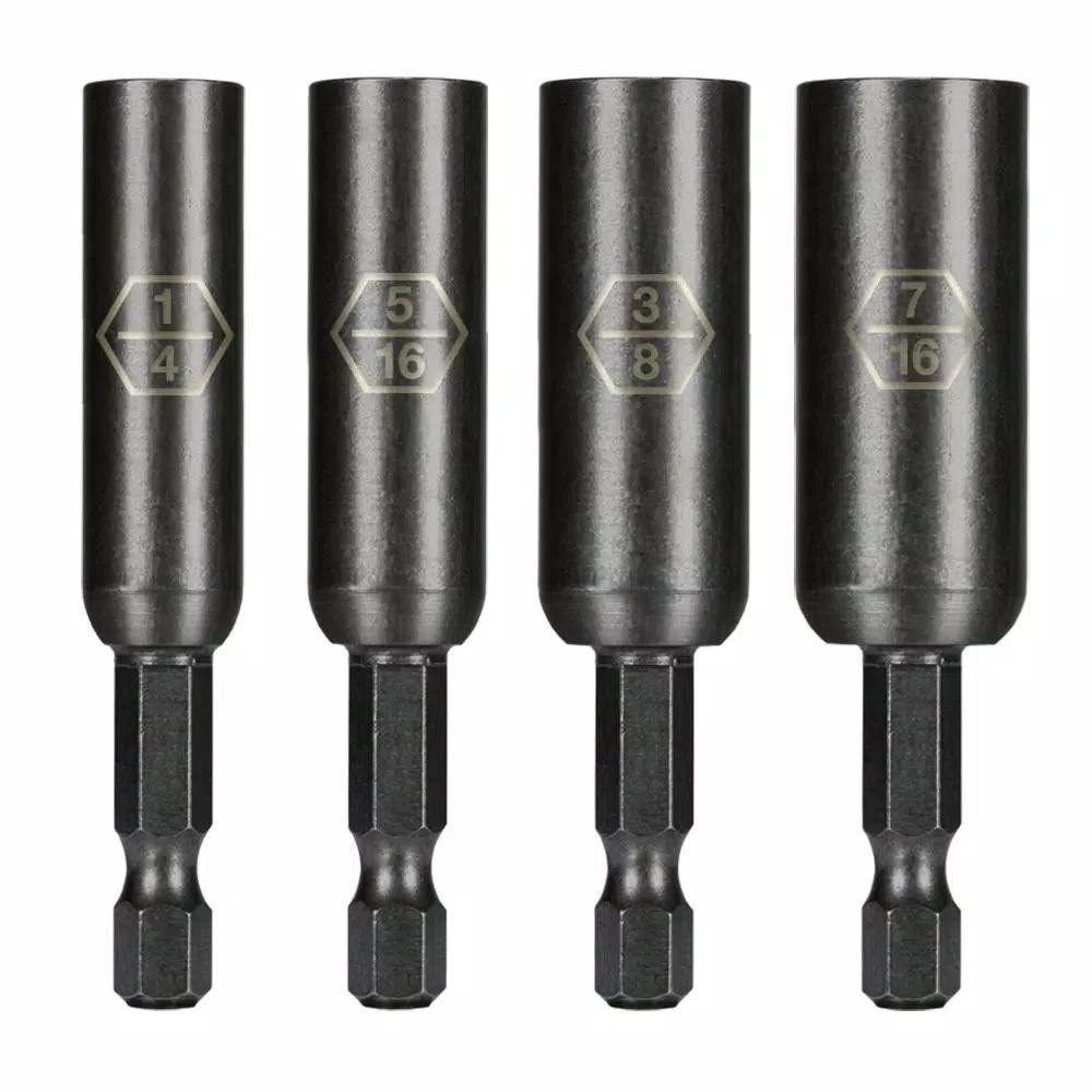 Montana Brand 4-Piece Extended Magnetic Nut Driver Set, S2 Steel