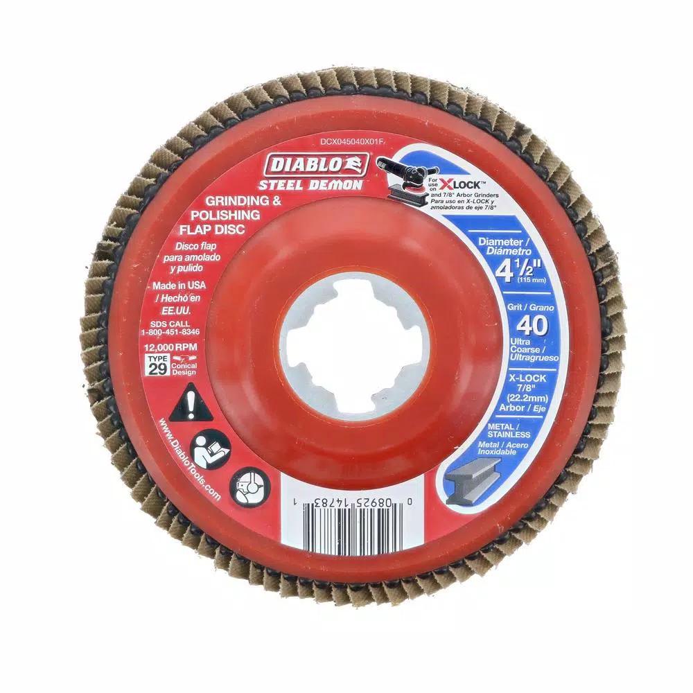 Diablo Steel Demon 4-1/2 in. 40-Grit X-Lock Flap Disc for Angle Grinders