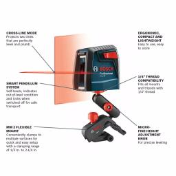 Bosch GLL30-RT Self-Leveling Cross-Line Laser Level Kit, 30 ft. Range, Factory Reconditioned thumbnail 2