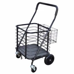 Milwaukee Heavy-Duty Steel Shopping Cart with Accessory Basket, Black thumbnail 1