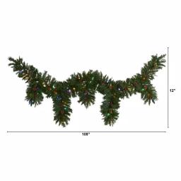 Nearly Natural 9 ft. Artificial Icicle Christmas Garland with 50 Multi-Color LED Lights, Berries and Pine Cones thumbnail 2
