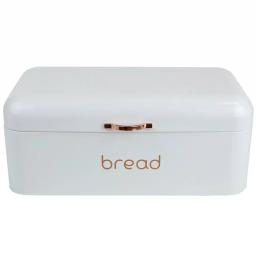 Home Basics White Grove Modern Bread Box with Rose Gold Handle - Stainless Steel Kitchen Storage thumbnail 2