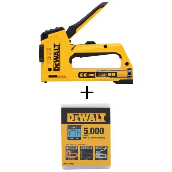 DEWALT 5-in-1 Multi-Tacker Stapler and Brad Nailer with 5000-Pack 3/8 in. Heavy Duty Staples