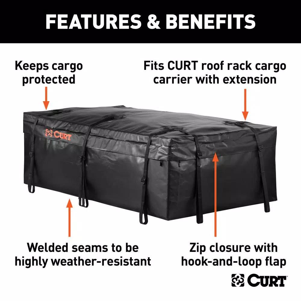CURT Water Resistant Extended Rooftop Cargo Bag, 59" x 34" x 21"
