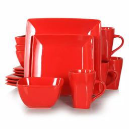 Boyel Living 16-Piece Modern Red Porcelain Dinnerware Set, Service for 4 thumbnail 1
