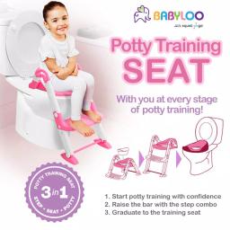 Babyloo Bambino 3-in-1 Convertible Toddler Potty Trainer and Step Stool - Pink thumbnail 11