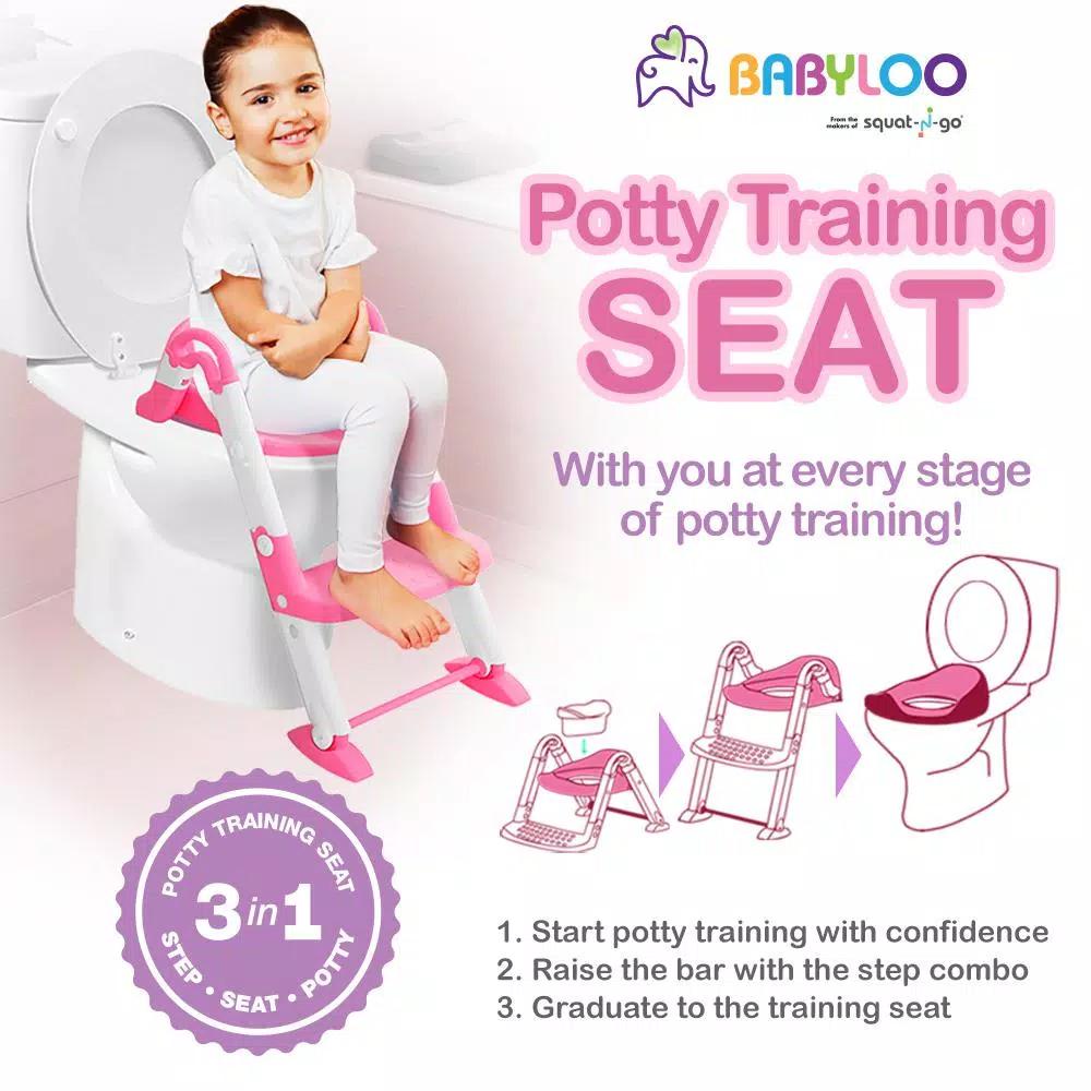 Babyloo Bambino 3-in-1 Convertible Toddler Potty Trainer and Step Stool - Pink