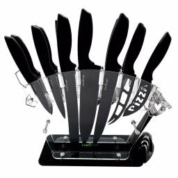 NutriChef 17-Piece Stainless Steel German Knife Set with Block Stand thumbnail 1