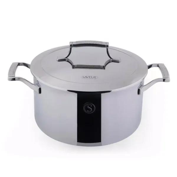 Saveur Selects Voyage 6 qt. Tri-Ply Stainless Steel Stock Pot with Lid