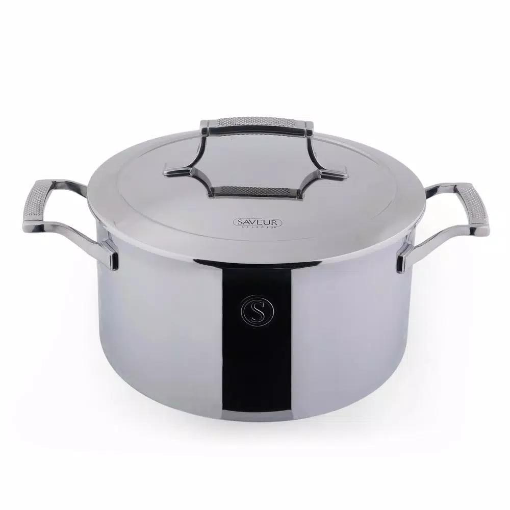 Saveur Selects Voyage 6 qt. Tri-Ply Stainless Steel Stock Pot with Lid