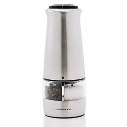 Ovente 2-in-1 Electric Salt and Pepper Grinder, Stainless Steel Silver, Battery Operated thumbnail 1