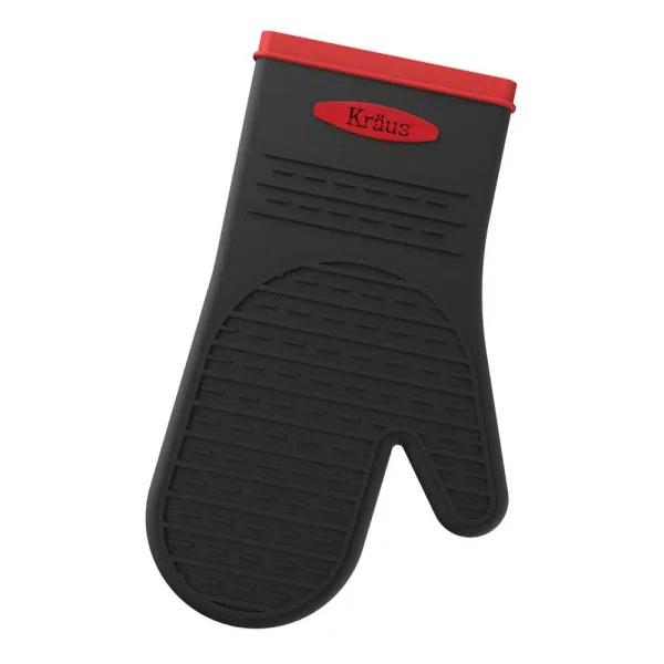 KRAUS Black Silicone Heat-Resistant Non-Slip Oven Mitt