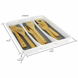 Unbranded White Large Utensil Tray with Rubber Liner, 3 Compartment Cutlery Organizer thumbnail 3