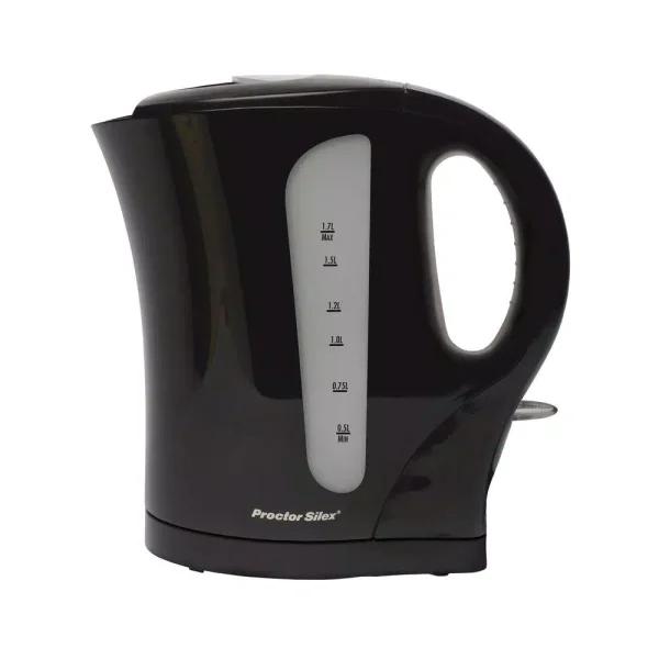 Proctor Silex 1.7L Electric Kettle, 1500W Cordless Water Boiler, Black