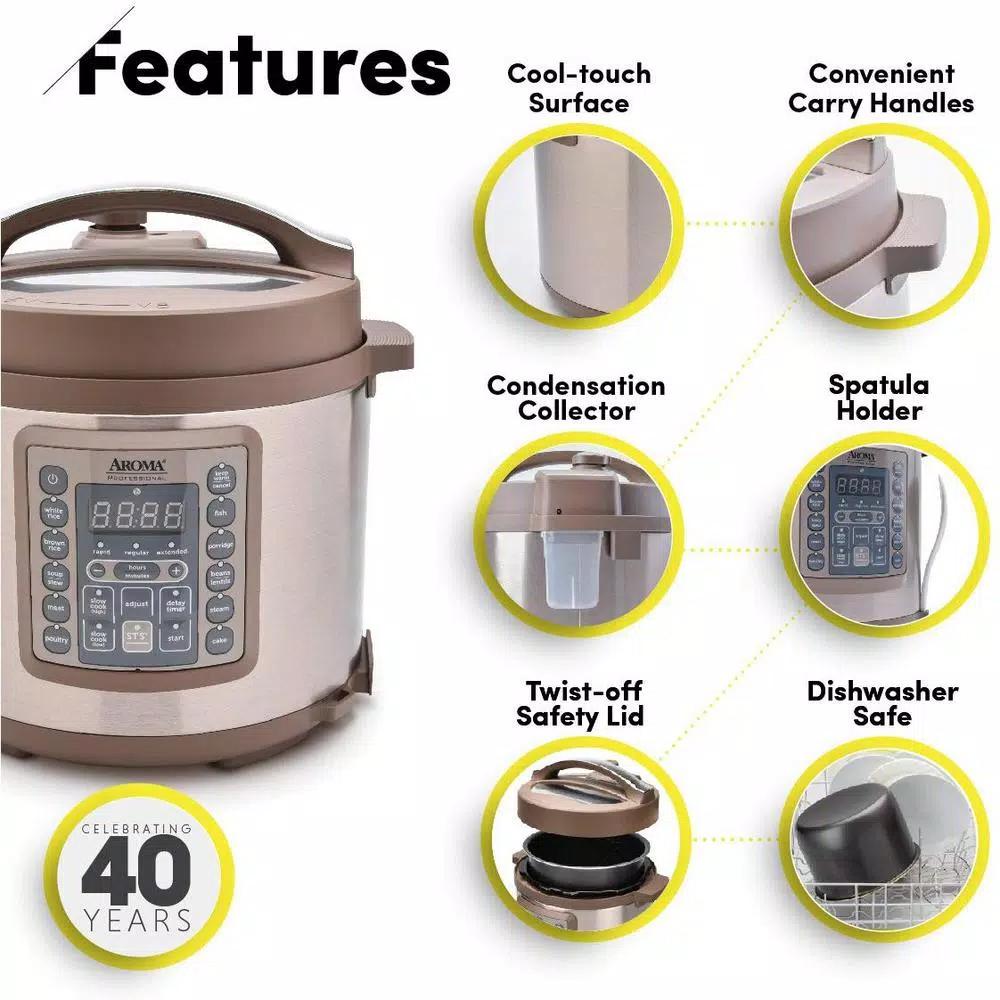 AROMA 4 Qt. Brown Electric Multi-Cooker Pressure Cooker with Aluminum Inner Pot