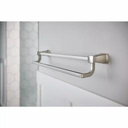 MOEN Hensley 24 in. Double Towel Bar with Press and Mark Installation, Brushed Nickel thumbnail 2