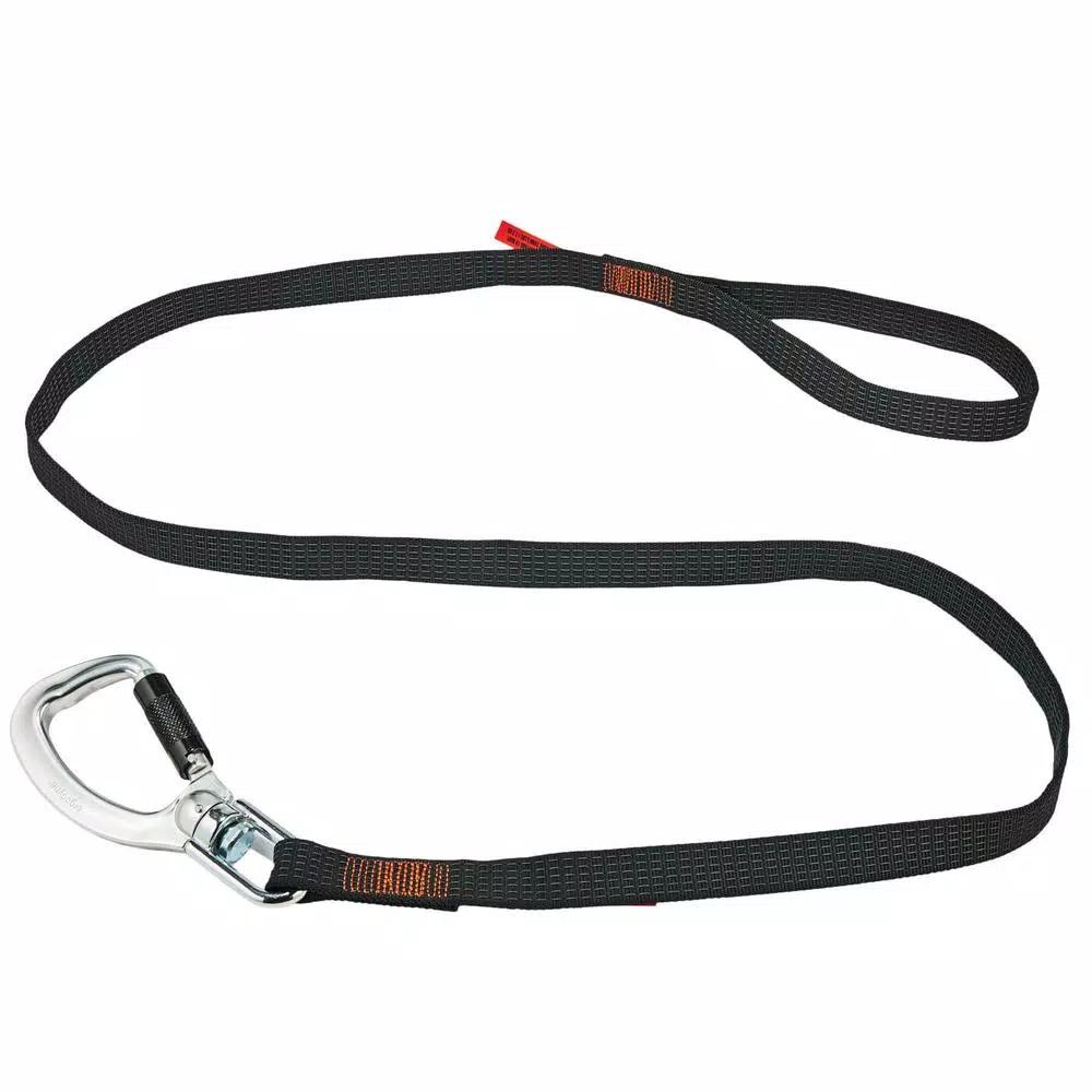 Ergodyne Squids 3129 Black Tool Lanyard with Swivel Double-Locking Carabiner, 40 lb. Capacity