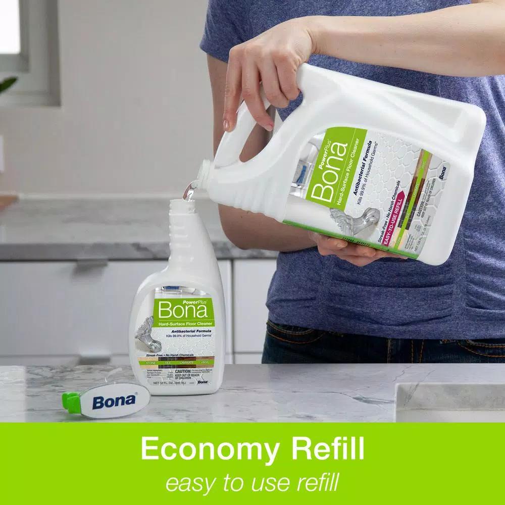 Bona PowerPlus Antibacterial Hard-Surface Floor Cleaner Refill, 128 oz.