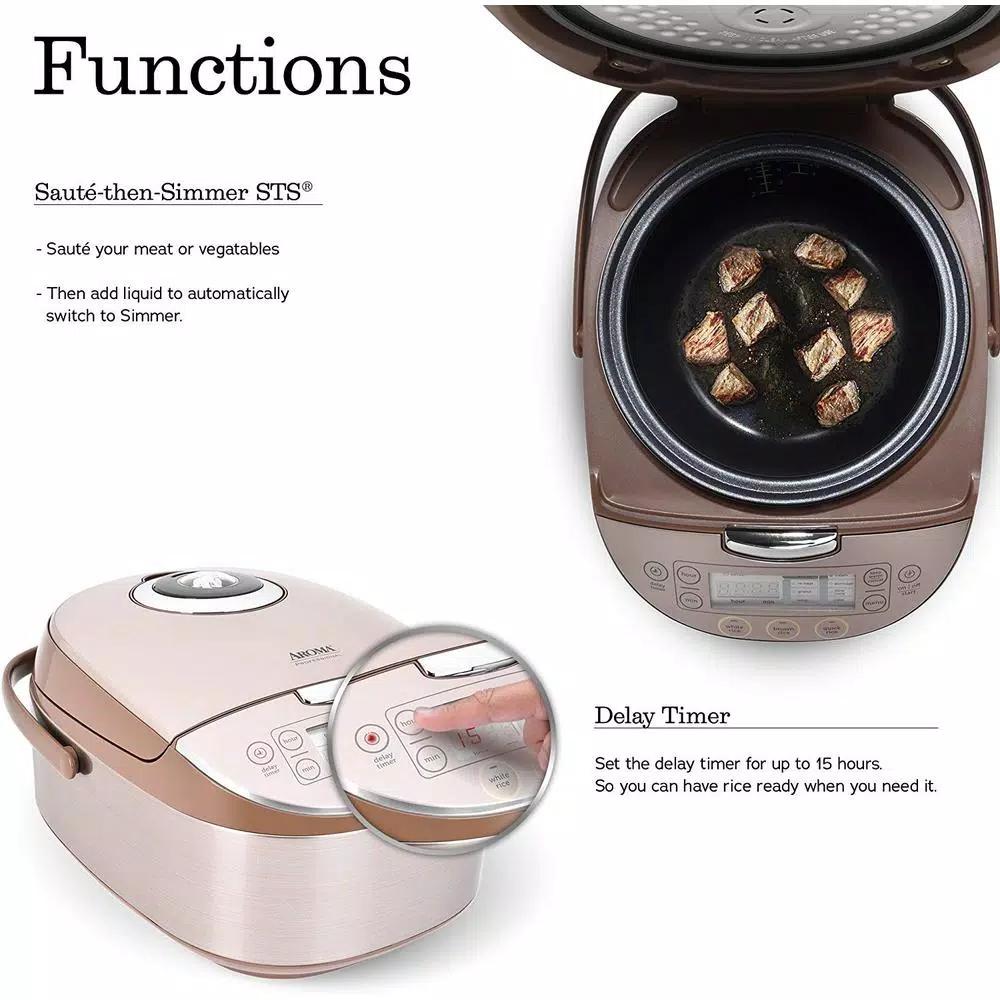 Aroma Professional 4 Qt. Champagne Electric Multi-Cooker with Ceramic Pot and Turbo Convection