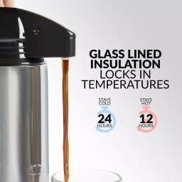 HomeCraft 12-Cup Stainless Steel Coffee Urn Dispenser, 2L Airpot Server thumbnail 6