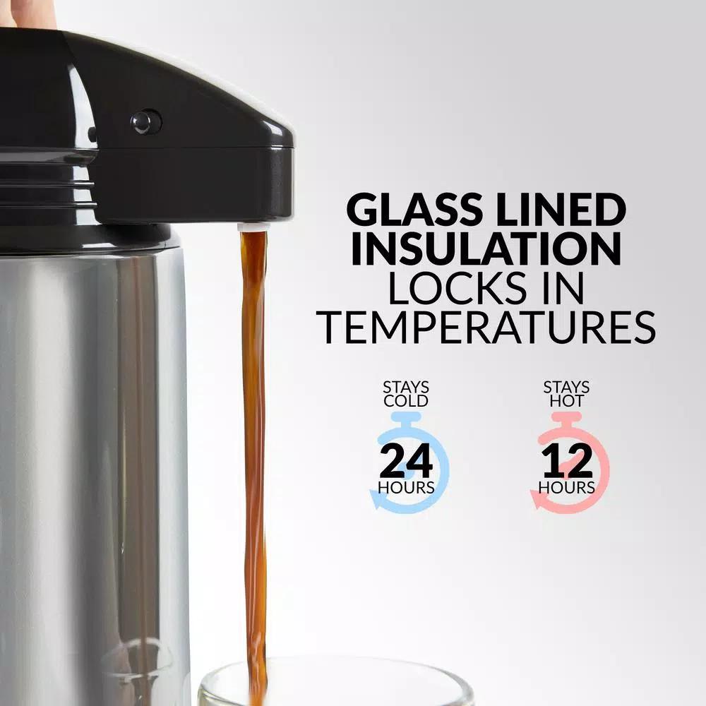 HomeCraft 12-Cup Stainless Steel Coffee Urn Dispenser, 2L Airpot Server