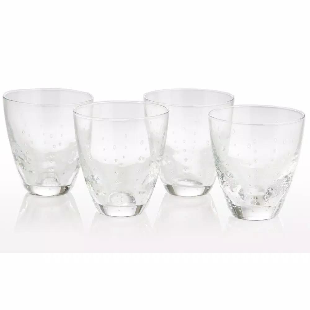 Abigails Rain Drop 8 oz. Clear Double Old-Fashioned Glass Set, Set of 4