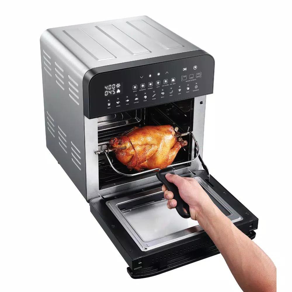 GoWISE USA GoWISE 1700W Ultimate Air Fryer Oven Grill with Dual Heating, Rotisserie & Dehydrator, 14.7 qt, Stainless Steel