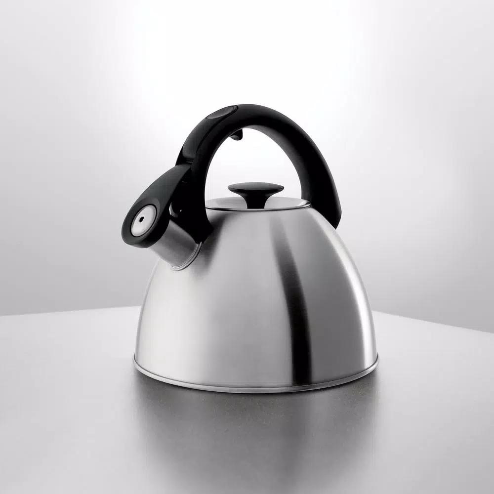 OXO Brew Good Grips Click-Click 8.4-Cup Brushed Stainless Steel Tea Kettle with Whistle